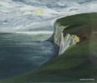 JH06- Julie Herring.  Dorset Coast. Acrylic on board. 49.5 x 56cm framed. Frame: Limed oak, glazed. £320