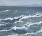 JH07- Julie Herring.  Early Evening Sea. Acrylic on board. 44 x 54cm framed. Frame: Limed oak, glazed. £350