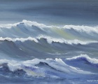 JH09- Julie Herring.  Night Waves. Acrylic on board. 43.5 x 53cm framed. Frame: Limed oak, glazed. £350. Reserved